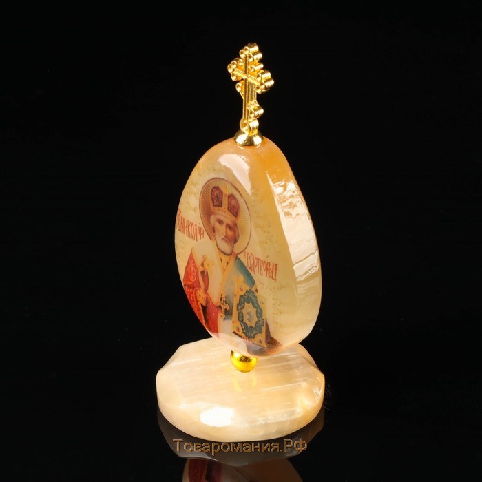 Яйцо на подставке «Святой Николай Чудотворец», селенит
