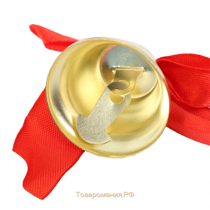 Колокольчик на булавке с бантом на Выпускной, красный, d = 3,6 см