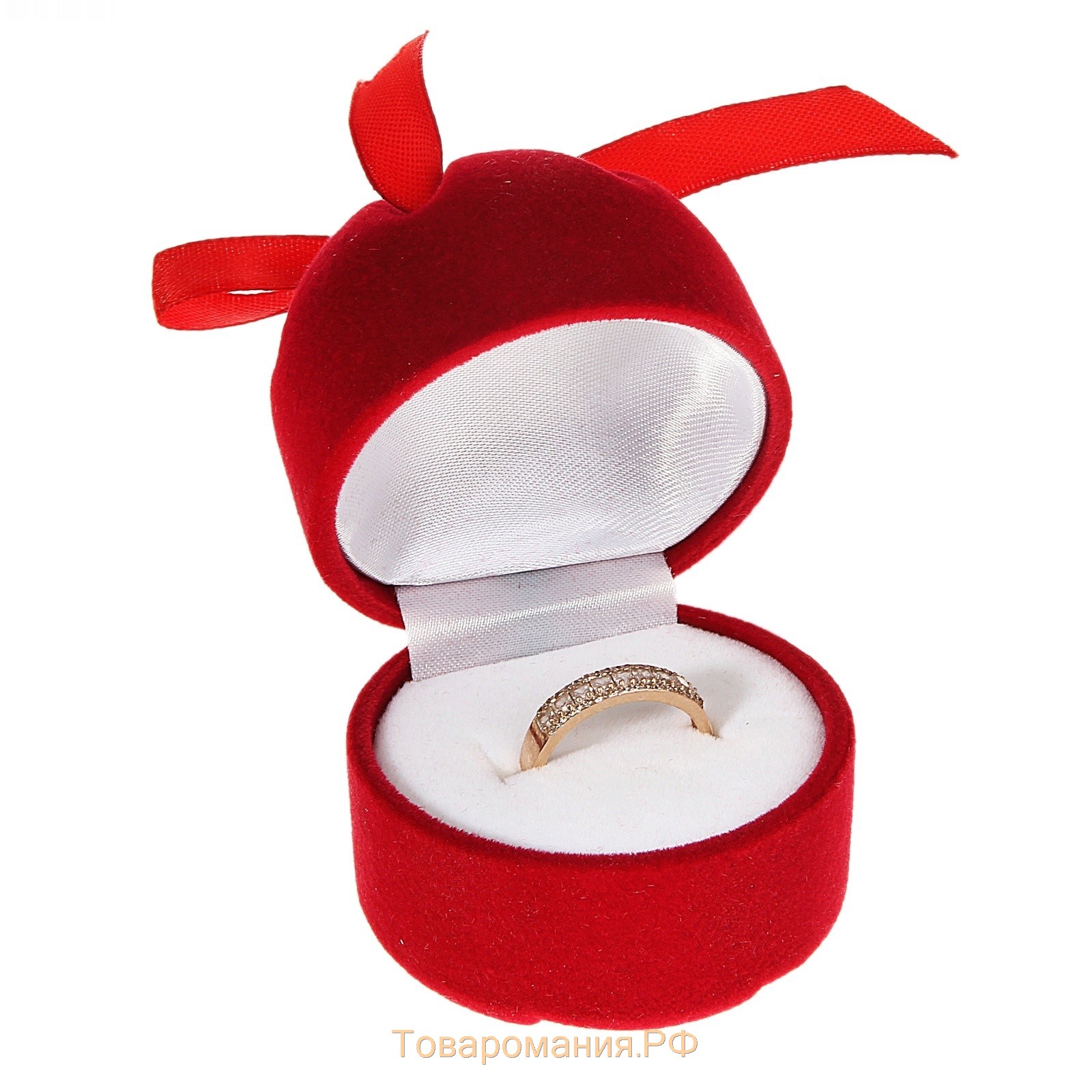 Футляр бархатный под кольцо "Подарочек", 5x5x6, цвет красный, вставка белая