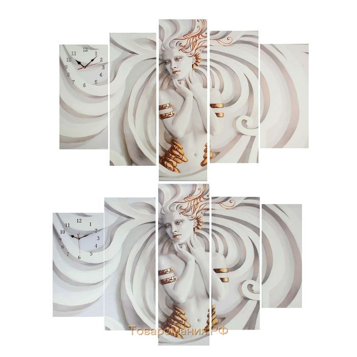 Часы настенные, модульные, серия: Интерьер "Скульптура девушки", 80х140  см