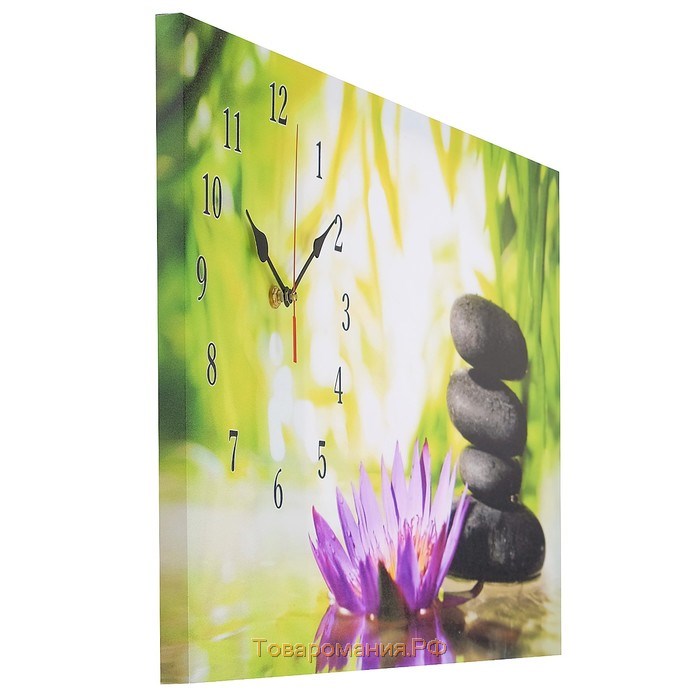 Часы-картина настенные, на холсте, серия: Цветы, "Цветы и камни", 40х76  см