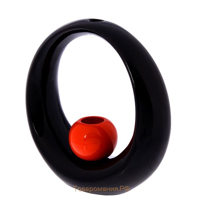 Ваза настольная "Орбита", чёрный, красный цвет, 25 см, керамика