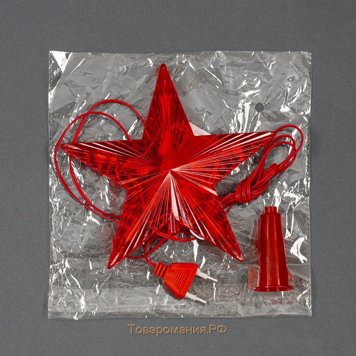Фигура "Звезда Красная ёлочная" 16Х16 см, пластик, 10 ламп,2 м провод, 240V КРАСНЫЙ