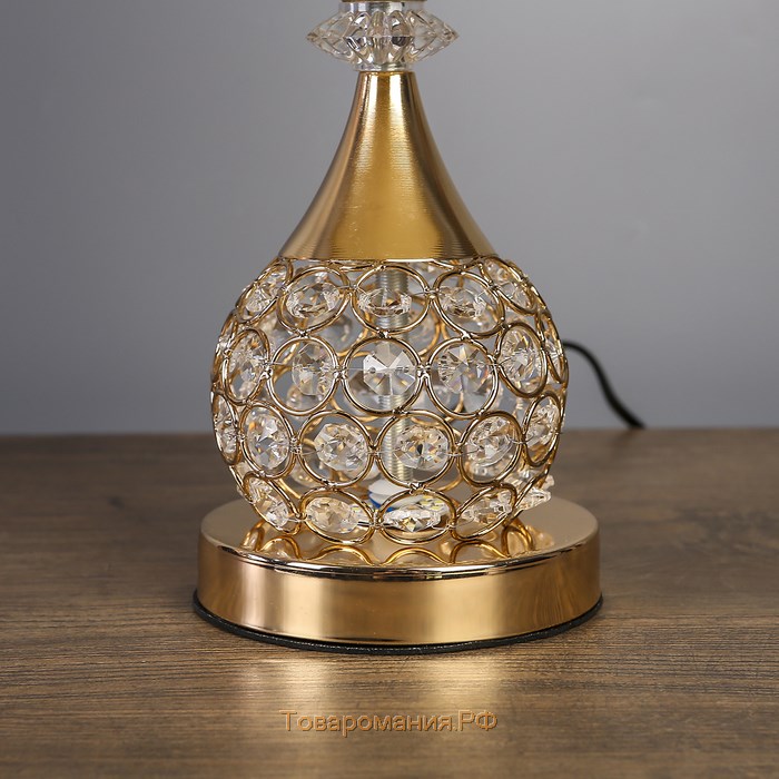 Лампа настольная "Блеск" 220V E27 переключатель, диоды золотая 41х26х26 см RISALUX