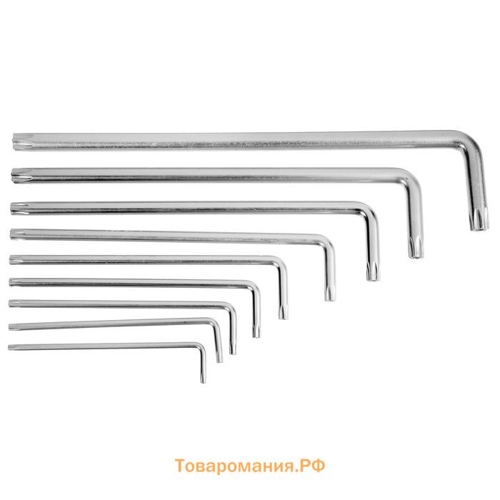 Набор ключей ТУНДРА, TORX Tamper, экстрадлинные, CrV, TT10 - TT50, 9 шт.