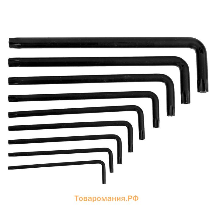 Набор ключей ТУНДРА black, TORX Tamper, удлиненные, CrV, TT10 - TT50, 9 шт.