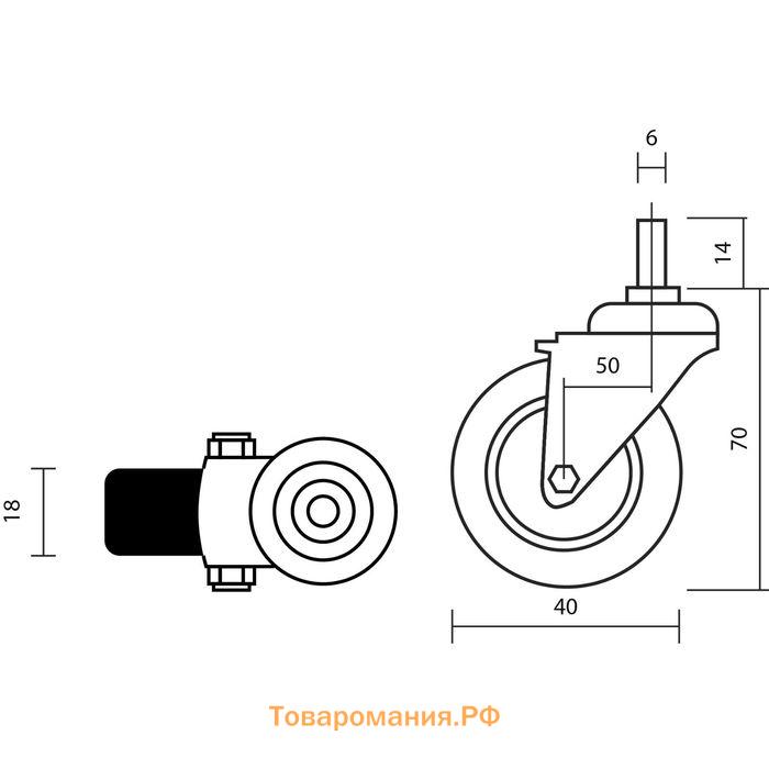 Колесо мебельное, d=38 мм, с футоркой М8, красное