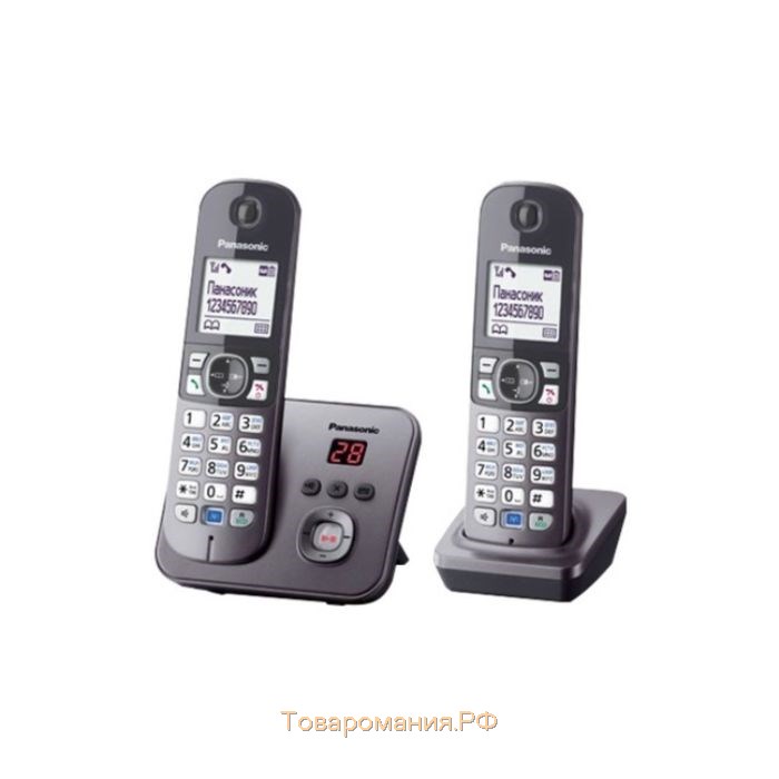 Радиотелефон Panasonic Dect KX-TG6822RUM, автоответчик, АОН, серый металлик