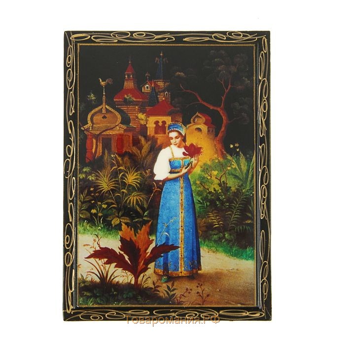 Шкатулка «Аленький цветочек», 10×14 см, лаковая миниатюра