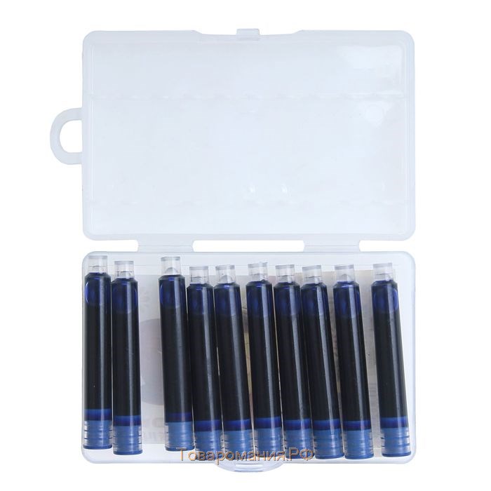 Набор картриджей для перьевой ручки, 10 шт., синие, в пластиковой коробочке