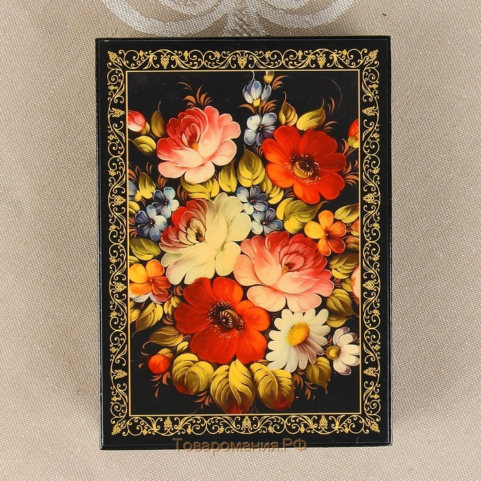 Шкатулка «Цветочная роспись», 10×14 см, лаковая миниатюра
