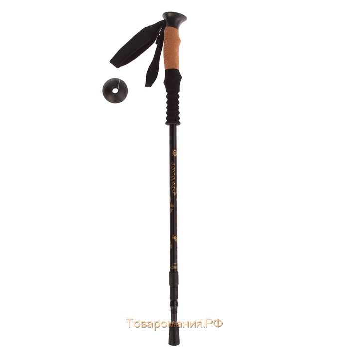 Палка для скандинавской ходьбы ONLITOP, телескопическая, 3 секции, до 135 см, цвет чёрный