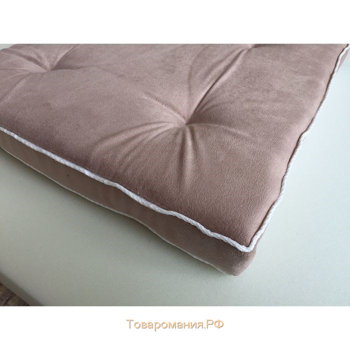 Подушка на стул 38х38 см, h 5 см, цвет бежевый, велюр, поролон, кант