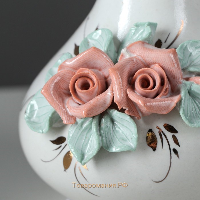 Ваза керамическая "Миниатюрка", настольная, лепка цветная, цветы, 13 см, авторская работа