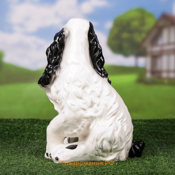 Садовая фигура "Собака Спаниель", бело-чёрный цвет, 34 см, микс