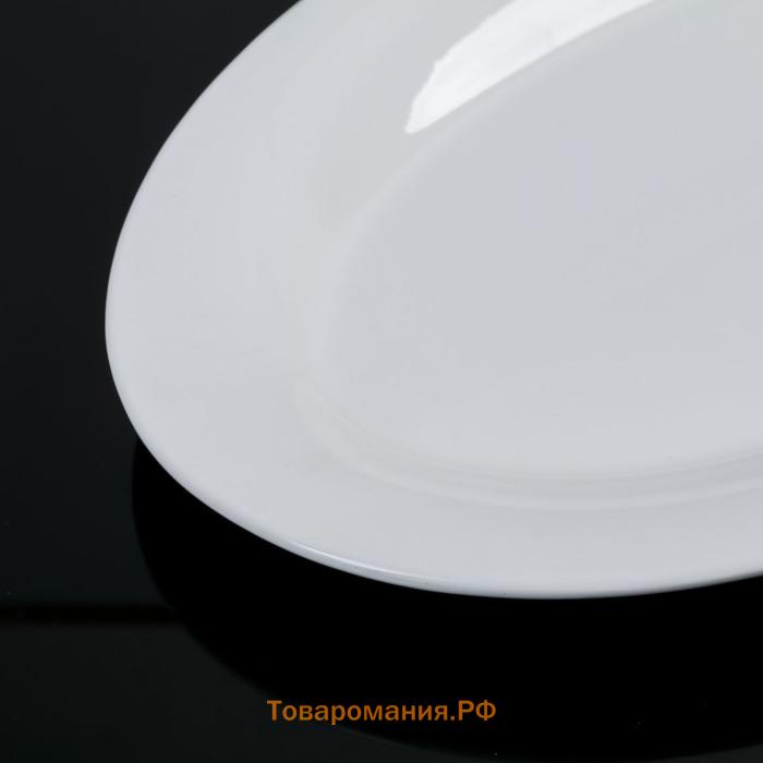 Блюдо овальное c утолщённым краем  White Label, 35,5×23,5×3 см, фарфор, цвет белый