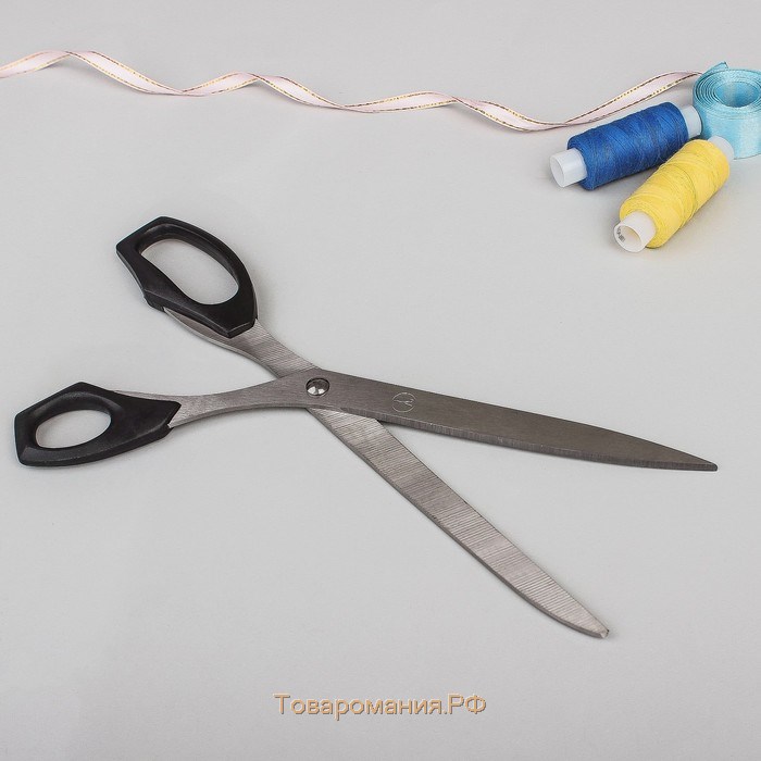 Ножницы закройные, термостойкие ручки, 10", 25,5 см, цвет чёрный