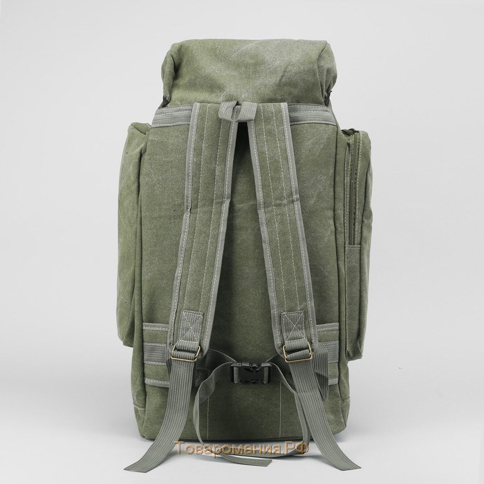 Рюкзак туристический, отдел на шнурке, 4 наружных кармана, 2 боковых кармана, цвет зелёный