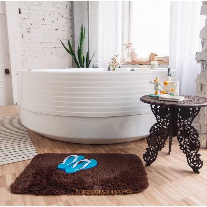 Коврик для ванной «Пушистик», 50×80 см, цвет коричневый