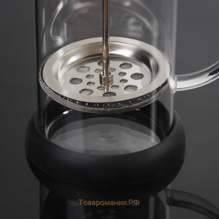 Чайник заварочный френч - пресс «Келли», 600 мл, стекло, цвет чёрный, рисунок МИКС