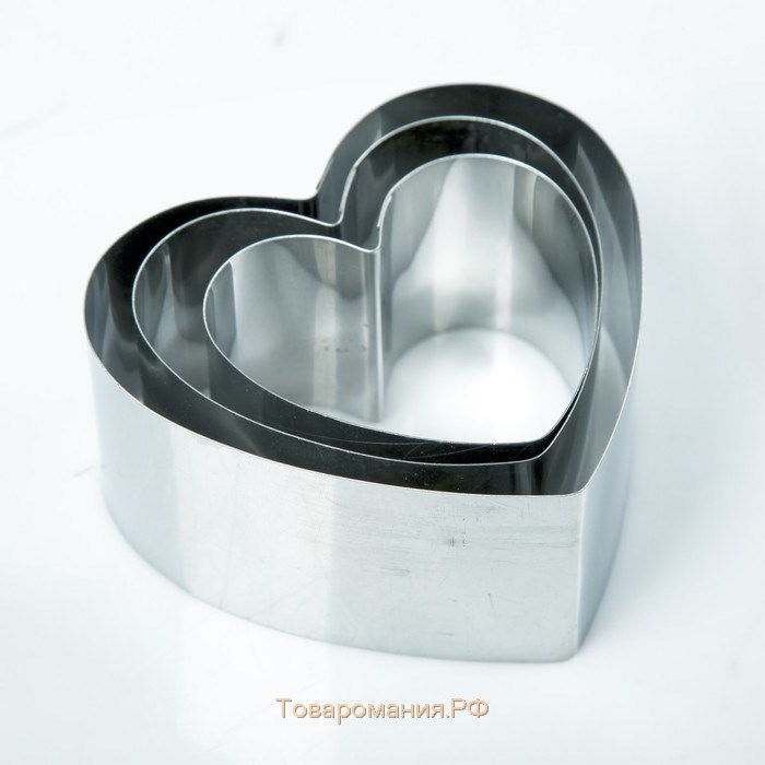 Набор форм для выпечки и выкладки "Сердце", 11х10х5 см, 3 шт