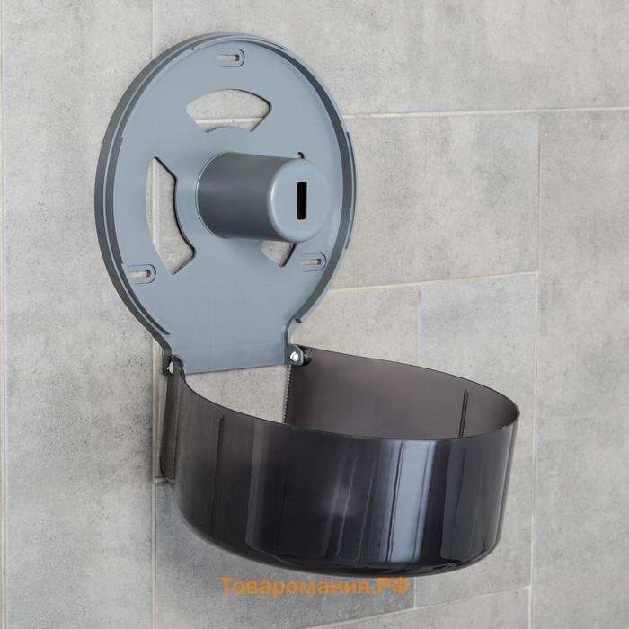 Диспенсер туалетной бумаги, 28×27,5×12 см, втулка 6,5 см, пластик, цвет чёрный