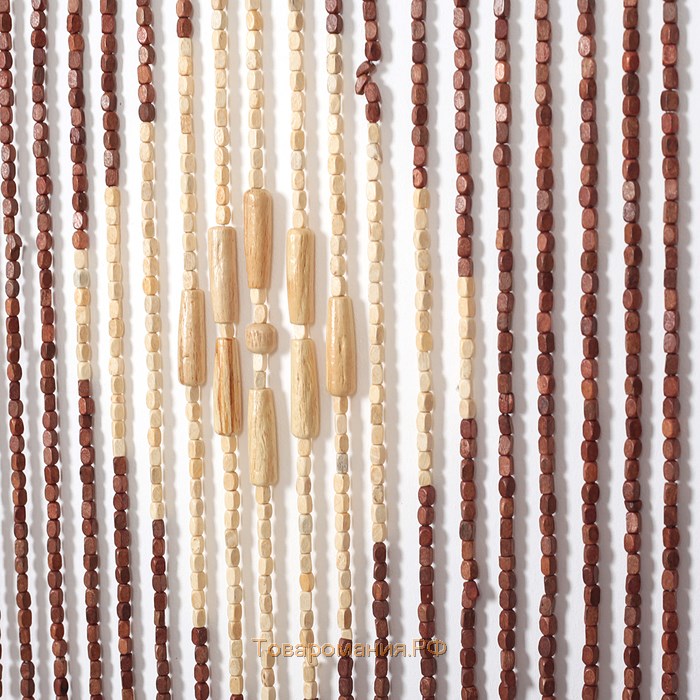 Занавеска декоративная деревянная, 90×190 см, 52 нити, цвет МИКС