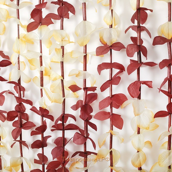 Занавеска декоративная «Листики», 90×168 см, 12 нитей, зигзаг, цвет кофейный