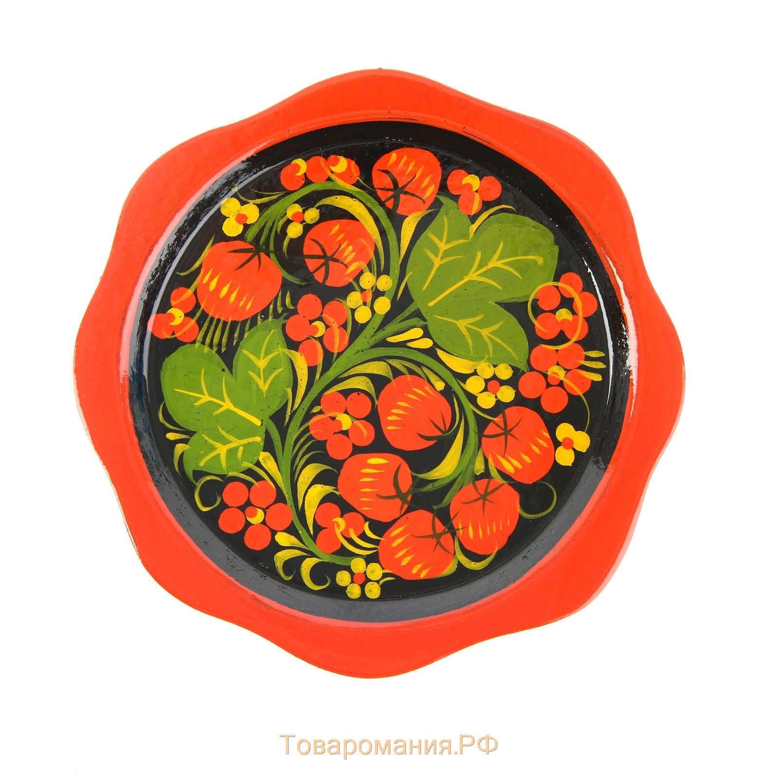 Тарелка «Земляничка», 15×0,5 см, хохлома