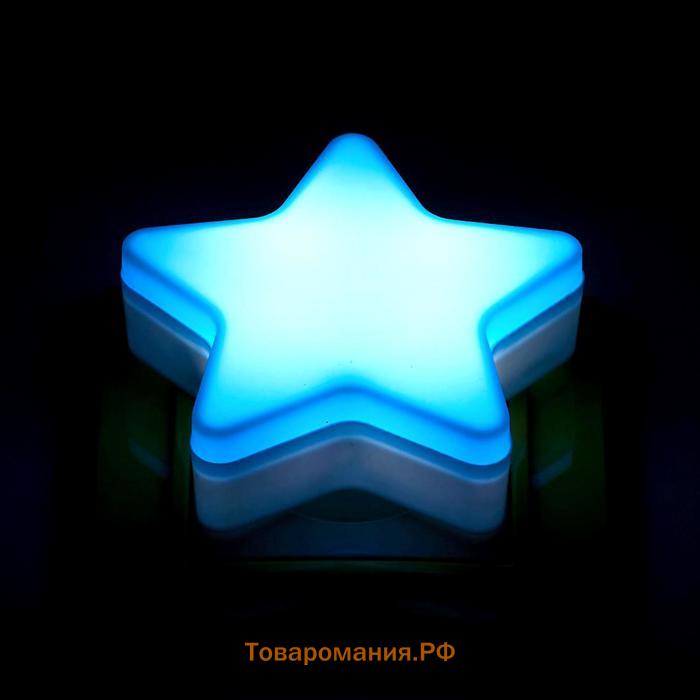 Ночник пластик LED "Звёздочка" МИКС 8х8х2,5 см RISALUX