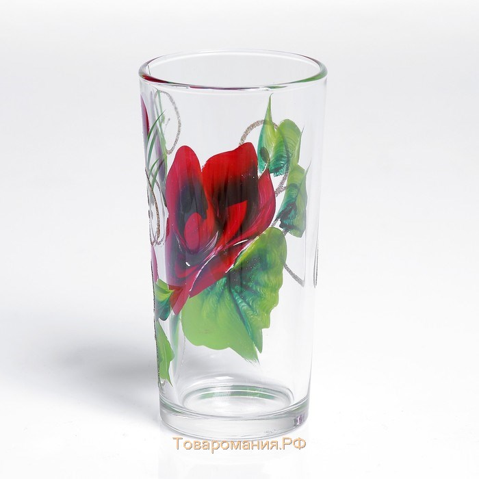 Набор для сока "Красная роза" художественная роспись, 6 стаканов  1250/200 мл