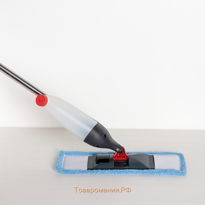 Швабра для мытья пола с распылителем, насадка из микрофибры 40×10 см, металлическая ручка 124 см, цвет МИКС