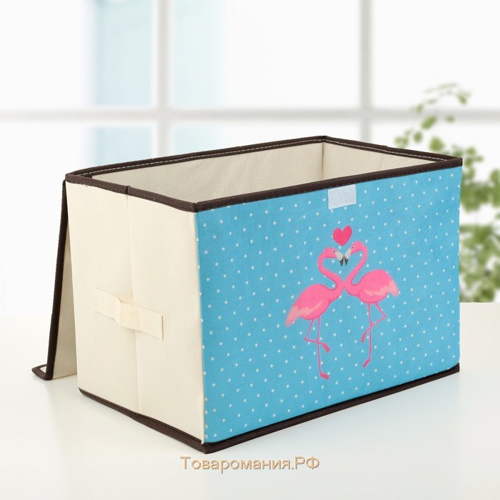 Короб стеллажный для хранения с крышкой «Фламинго», 39×25×25 см, цвет бежевый