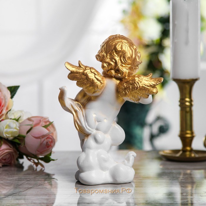 Сувенир-статуэтка "Амур", бело-золотой, гипс, 22 см