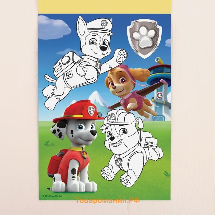 Книга с наклейками А5 PAW PATROL «Щенячий патруль», 4 страницы + бонус