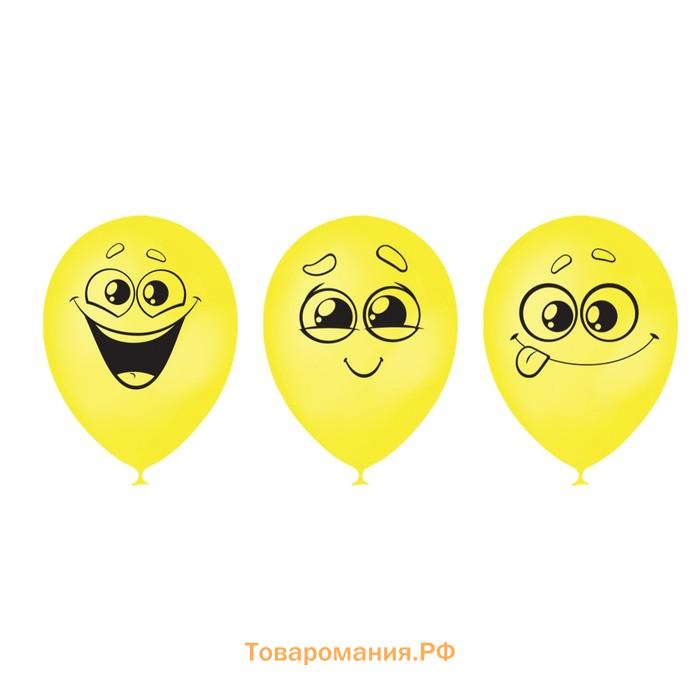 Воздушный шар латексный 12" «Улыбки, мордочки», 5 шт.
