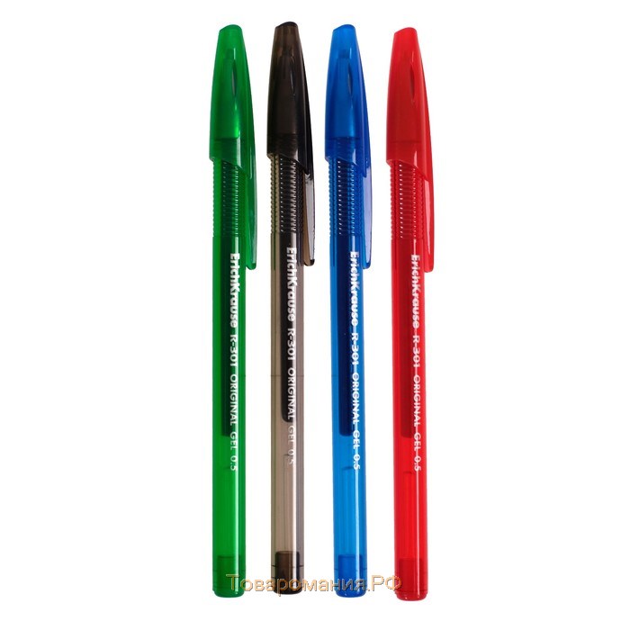 Набор ручек гелевых 4 цвета R-301 ORIGINAL Gel, узел 0.5 мм, чернила: синие, чёрные, красные, зелёные, длина линии письма 600 метров, европодвес