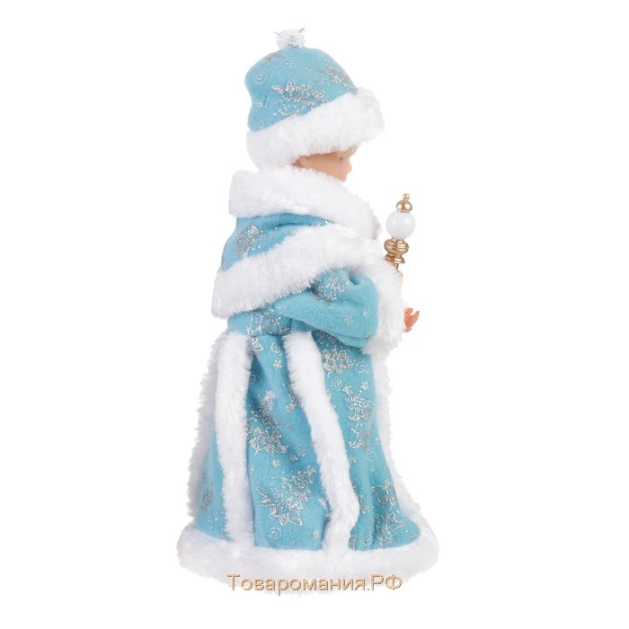 Снегурочка "Голубая шубка, с посохом" двигается 31 см