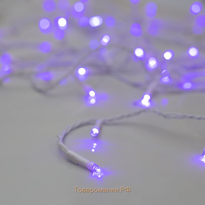 Гирлянда «Нить» 5 м, IP20, белая нить, 50 LED, свечение фиолетовое, 8 режимов, 220 В