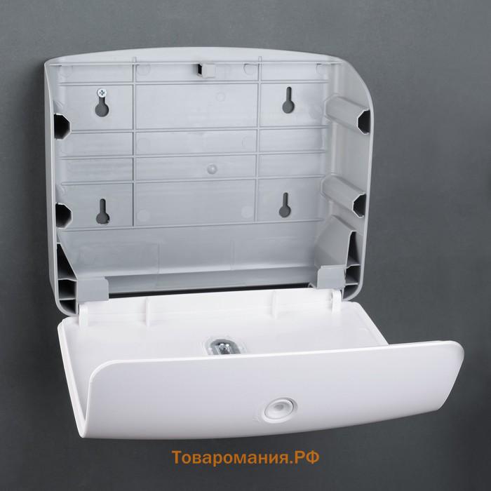 Диспенсер для бумажных полотенец в листах, пластик, 21.5×9×26.5 см, белый