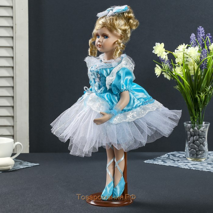 Кукла коллекционная керамика "Балерина-Мальвина в голубом платье"...