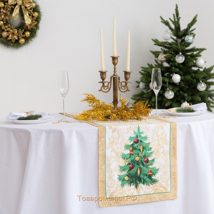 Дорожка на стол новогодняя «: Новогодний лес», 40 × 147 см, 100 % хлопок, саржа, 190 г/м²