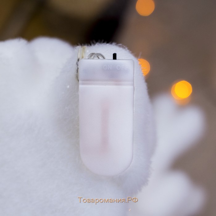 Светодиодная фигура «Мишка» 15 × 16 × 12 см, флок, батарейки CR2032х2 (не в комплекте), свечение тёплое белое