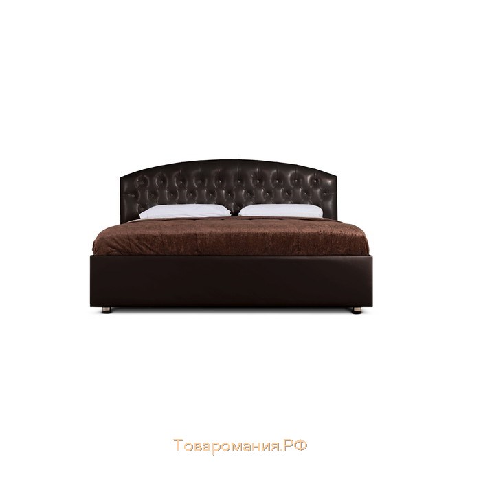 Кровать «Пальмира» без ПМ, 140×200 см, экокожа, цвет горький шоколад