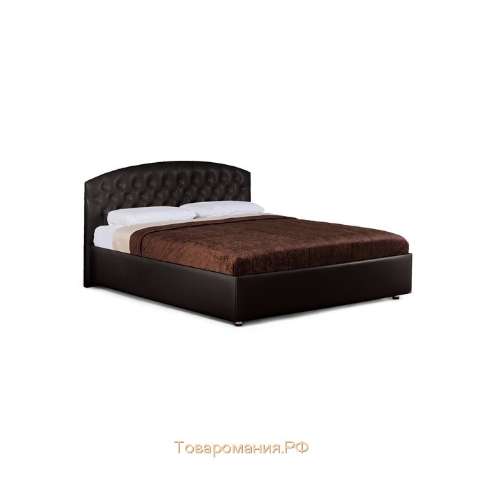 Кровать «Пальмира» без ПМ, 160×200 см, экокожа, цвет горький шоколад