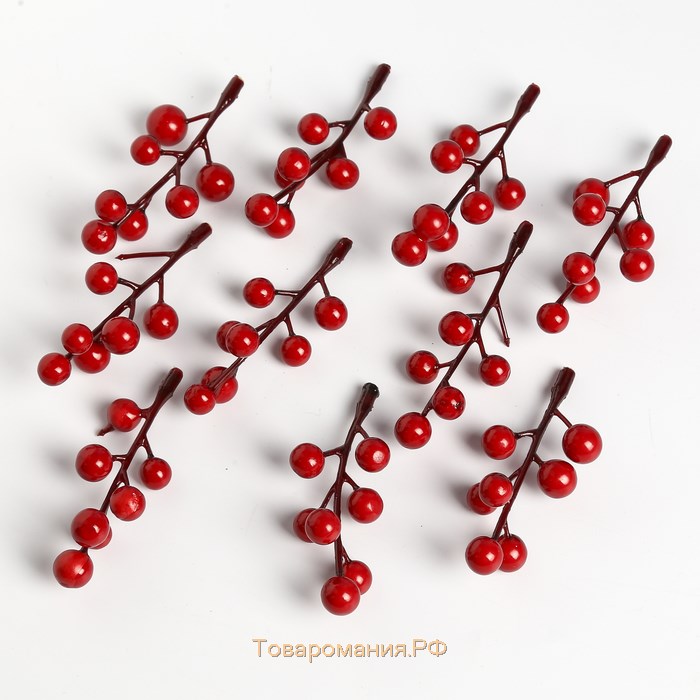 Декор для творчества "Веточка с ягодами 7 ягод" набор 10 шт 7 см