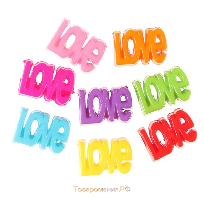 Бусины для творчества пластик "Надпись Love" цветные набор 50 шт 1х1,7 см