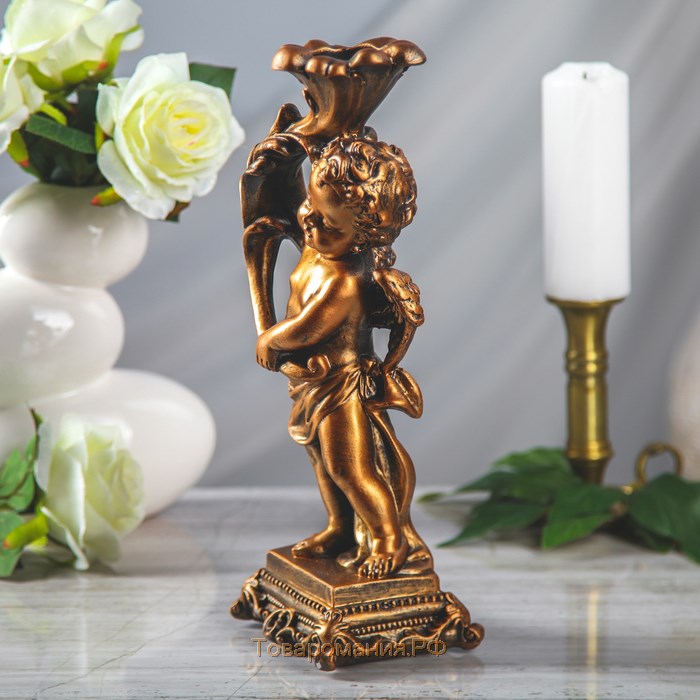 Статуэтка "Ангел с подсвечником" бронзовый цвет, 32 см
