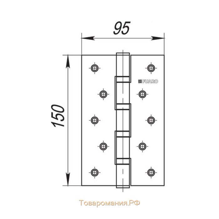 Петля универсальная Fuaro 4BB 150x95x3 PN, цвет матовый никель, 1 шт.