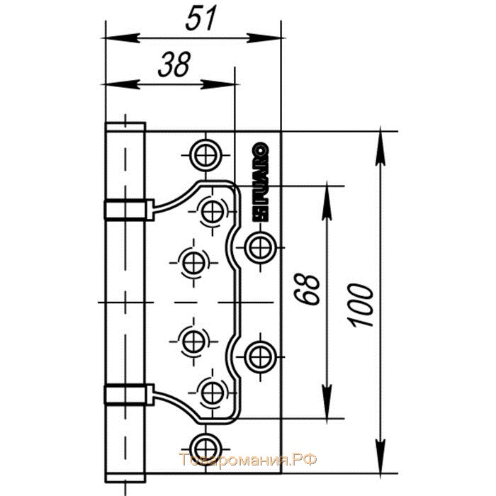 Петля универсальная Fuaro 500-2BB 100x2.5 SB, без врезки, цвет матовое золото, 1 шт.